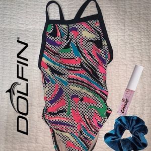 Dolfin Girls’ One Piece Abstract SwimSuit
